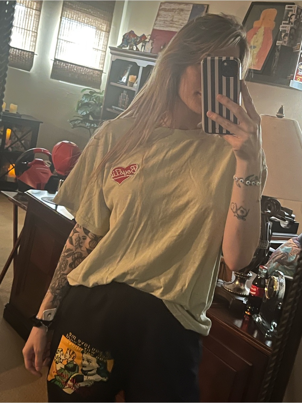 Boys Lie Light Sage Tee with Red Heart Logo - Picture 5 of 6